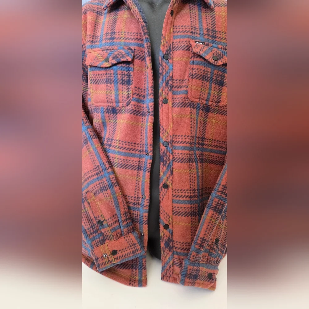 O'NEILL Rust & Navy Plaid Snap Buttons Jacket NWT